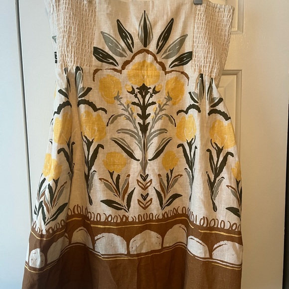 Abercrombie & Fitch Dresses & Skirts - Abercrombie & Fitch Strapless Floral Midi Dress/Skort in Yellow, Olive & Brown